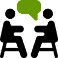 Two people having a conversation icon